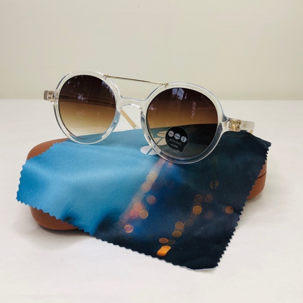 NEW KOMONO sunglasses Vivien Clear gold round - Picture 6 of 15